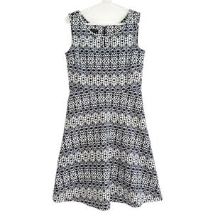 TALBOTS Blue and White Print Fit and Flare Dress